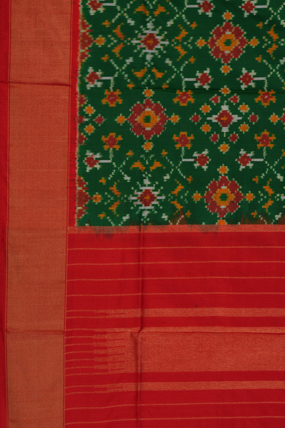 Image of Pochampally Ikat Silk Green Dupatta